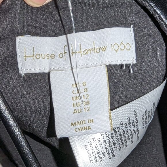 New House of Harlow 1960 Black Vegan Leather Spaghetti Strap Top Size 8 - Picture 8 of 8